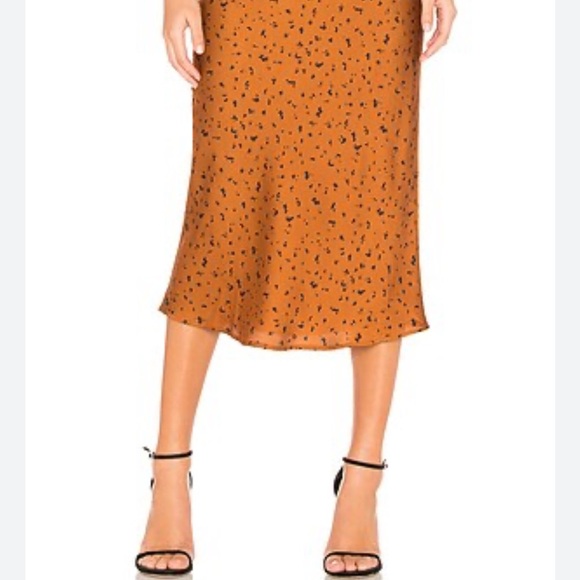 J.O.A Animal Print Midi Skirt in Bronze Dot Size Small - Picture 3 of 11